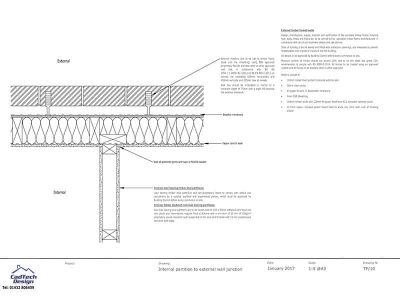 internal partition to external wall junction detail