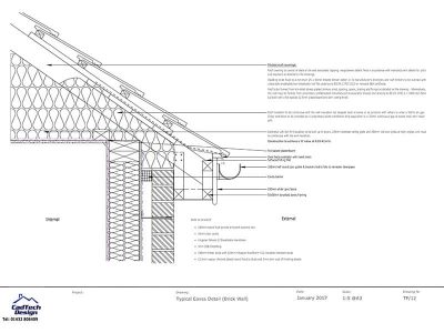 typical eaves detail with brick wall finish