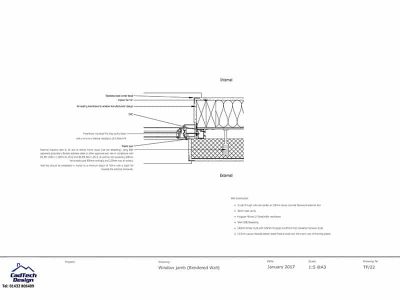 window jamb detail in rendered wall