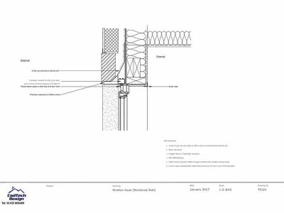 window head detail in rendered wall