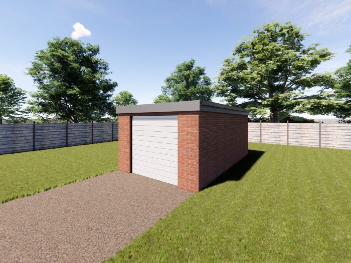 single brick flat roof garage