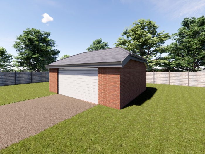 double brick garage with half hip roof