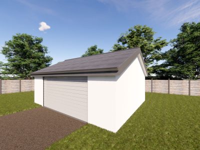 double rendered garage with gable roof