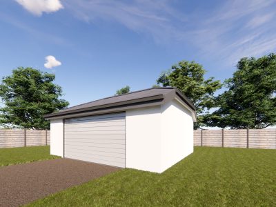 double rendered garage with half hip roof