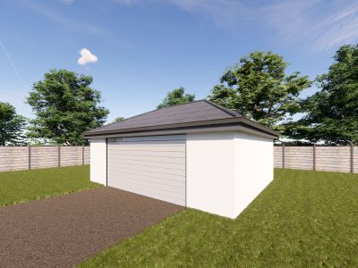 double rendered garage with hip roof