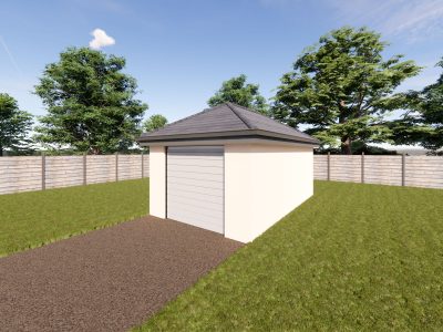 single rendered garage with hip roof