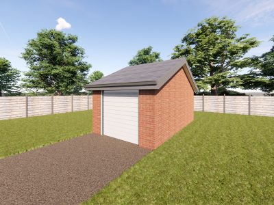 single brick garage with side to side gable roof