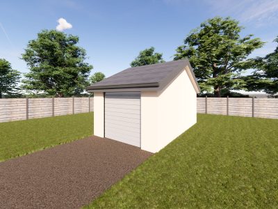 single rendered garage with side to side gable roof
