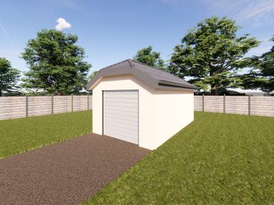 single rendered garage with half hip roof